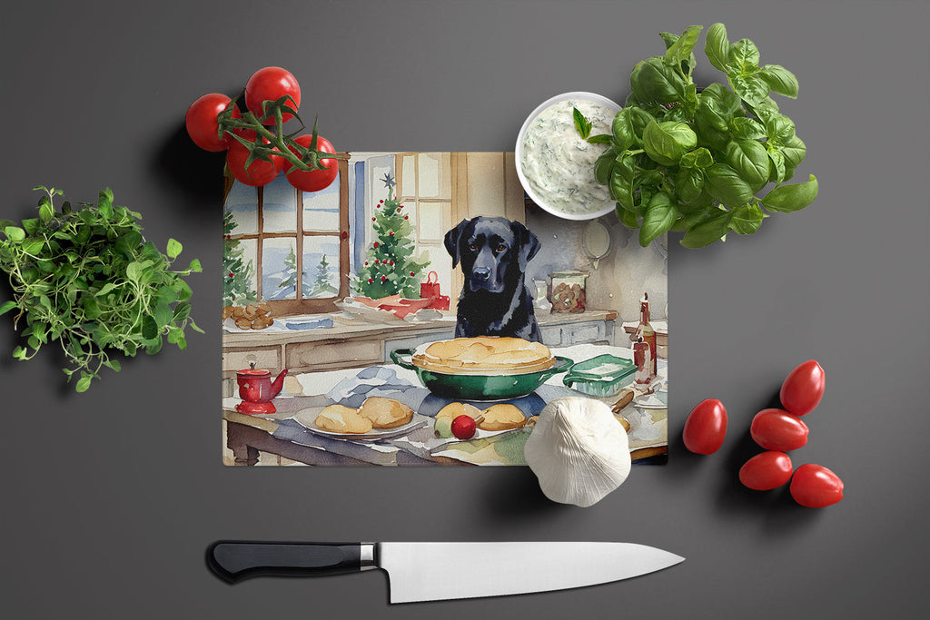 Labrador Retriever Christmas Cookies Cutting Board Tempered Glass Kitchen Cutting Surface, Heat Resistant Chopping, Non-Slip Feet, Food Prep & Serving