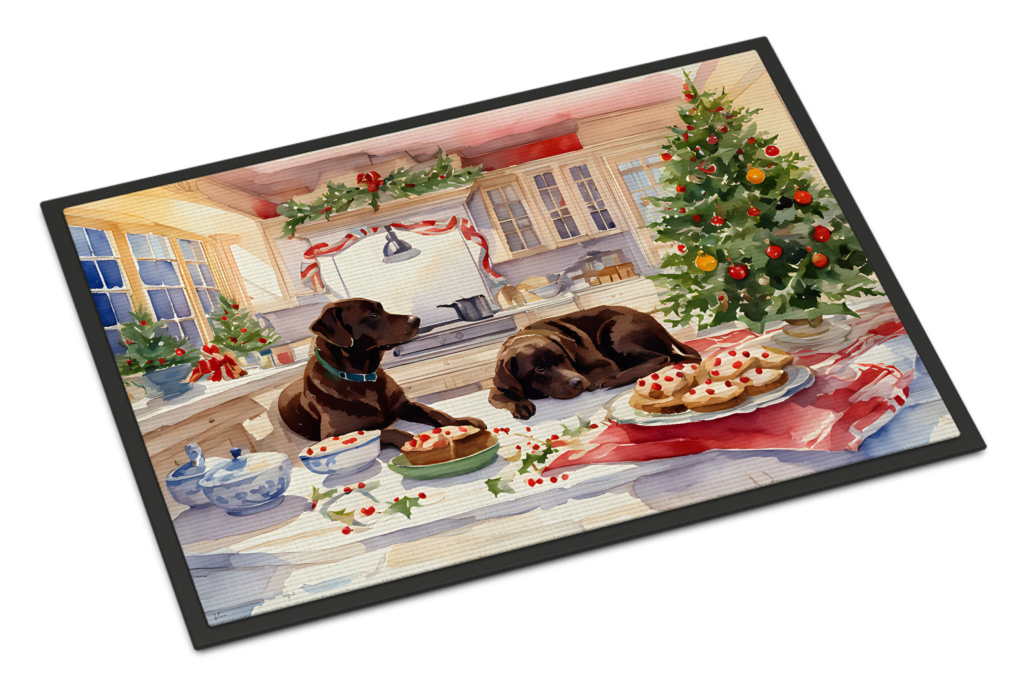 Labrador Retriever Christmas Cookies Doormat Indoor Outdoor 18H X 27W Front Door Mat Rugs for Entryway, Non Slip Washable