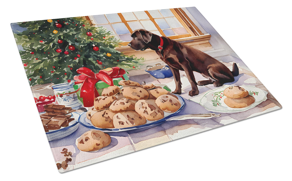 Labrador Retriever Christmas Cookies Cutting Board Tempered Glass Kitchen Cutting Surface, Heat Resistant Chopping, Non-Slip Feet, Food Prep & Serving