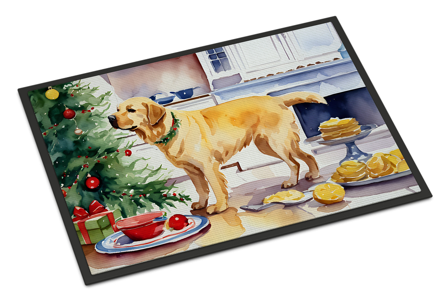 Labrador Retriever Christmas Cookies Doormat Indoor Outdoor 24H X 36W Front Door Mat Rugs for Entryway, Non Slip Washable Low Pile,