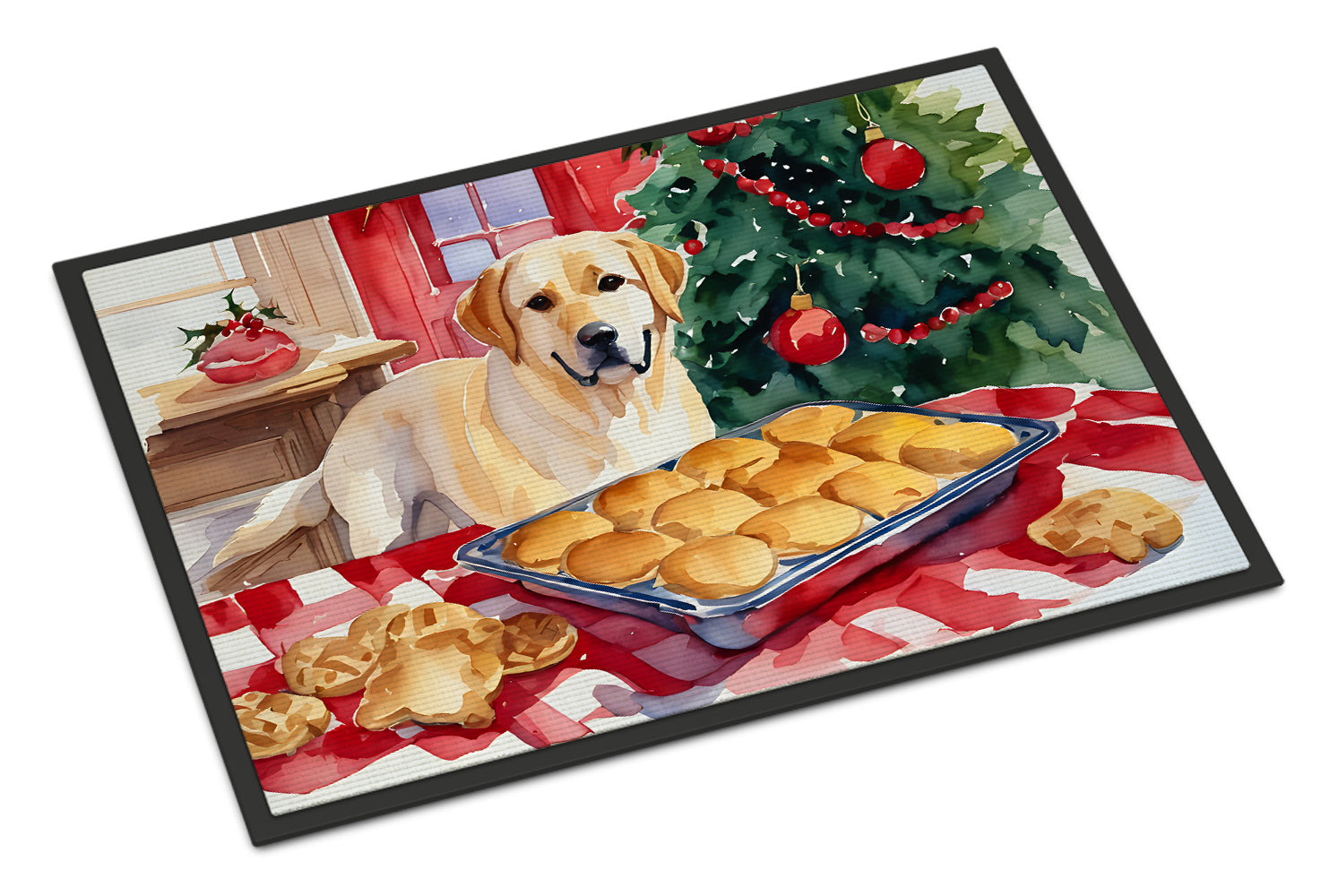 Labrador Retriever Christmas Cookies Doormat Indoor Outdoor 24H X 36W Front Door Mat Rugs for Entryway, Non Slip Washable Low Pile,