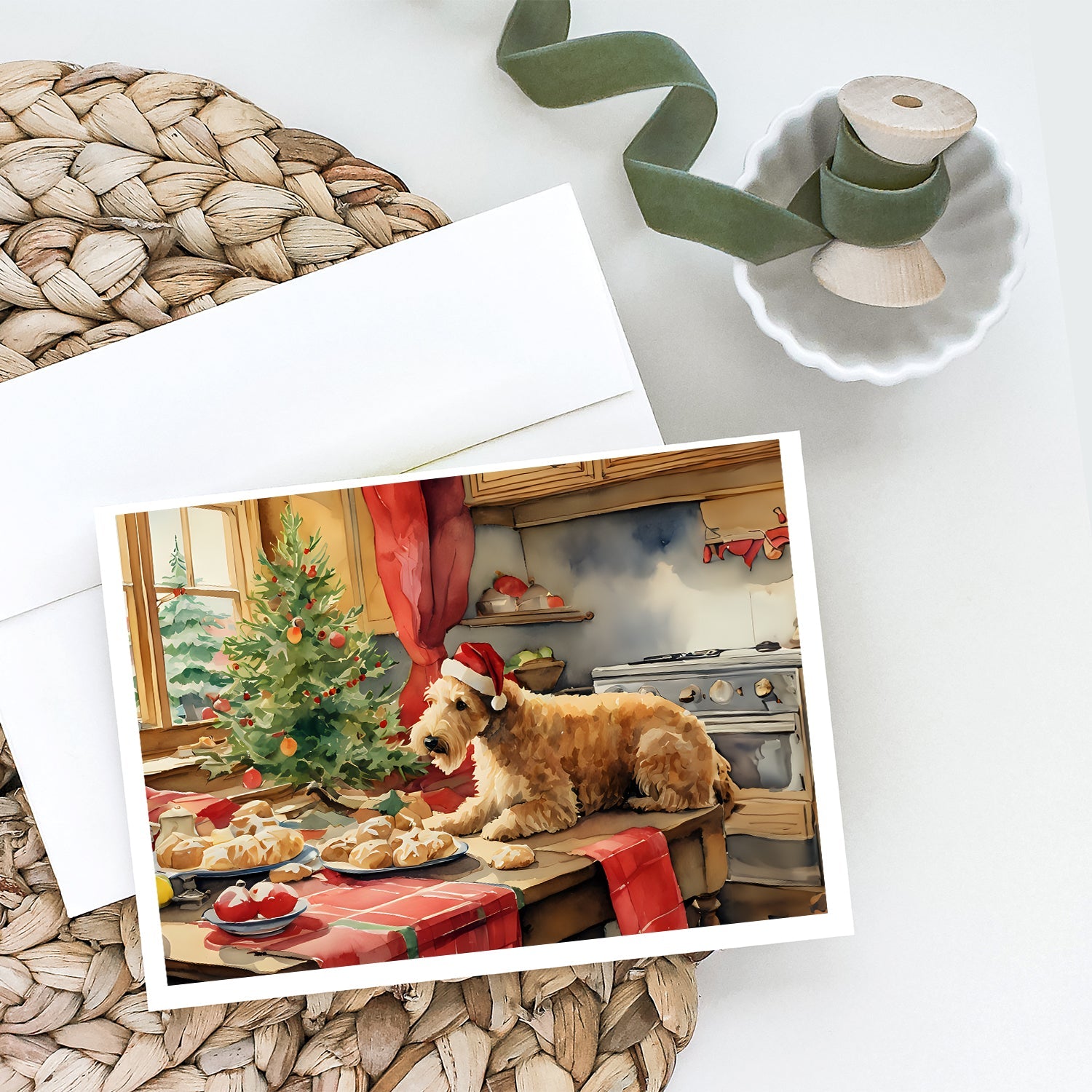Lakeland Terrier Christmas Cookies Greeting Cards Pack of 8 Blank Cards with Envelopes Whimsical A7 Size 5x7
