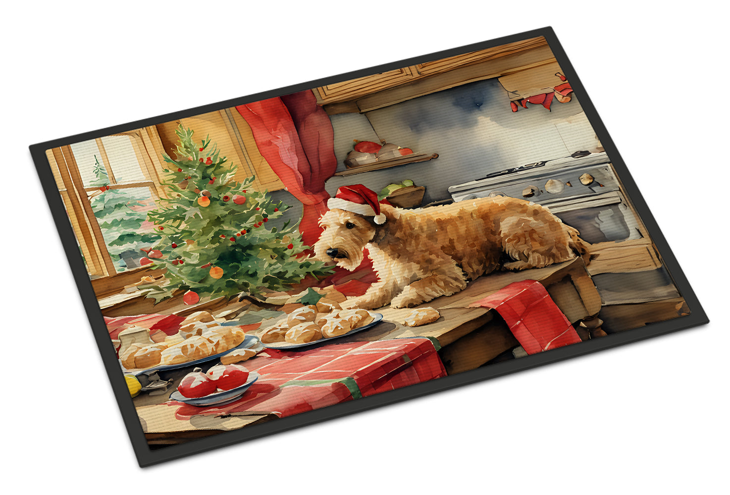 Lakeland Terrier Christmas Cookies Doormat Indoor Outdoor 24H X 36W Front Door Mat Rugs for Entryway, Non Slip Washable Low Pile,