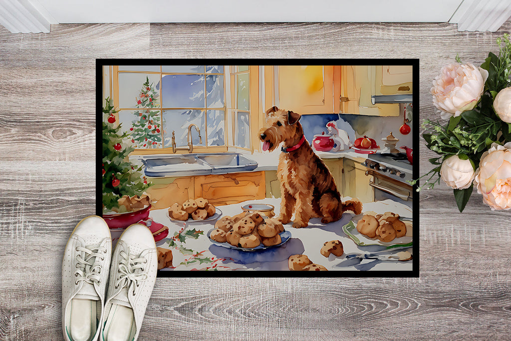 Lakeland Terrier Christmas Cookies Doormat Indoor Outdoor 18H X 27W Front Door Mat Rugs for Entryway, Non Slip Washable
