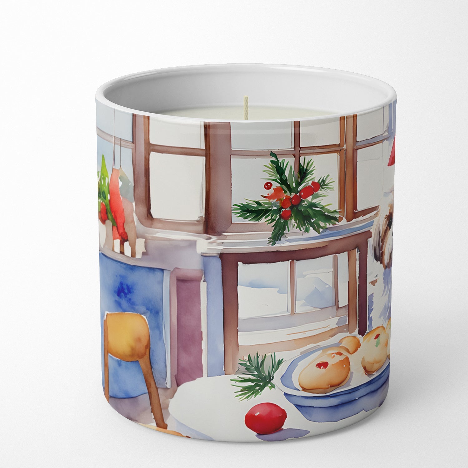 Lhasa Apso Christmas Cookies Decorative Soy Candle Nature Soy Wax Essential Oil Home Decor Ideal for Bedroom Kitchen Bath Office Gift, 10 oz
