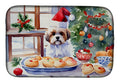 Lhasa Apso Christmas Cookies Dish Drying Mat Absorbent Dish Drying Mat Pad for Kitchen Counter Dish Drainer Mat for Countertop, 14 x 21", Multicolor