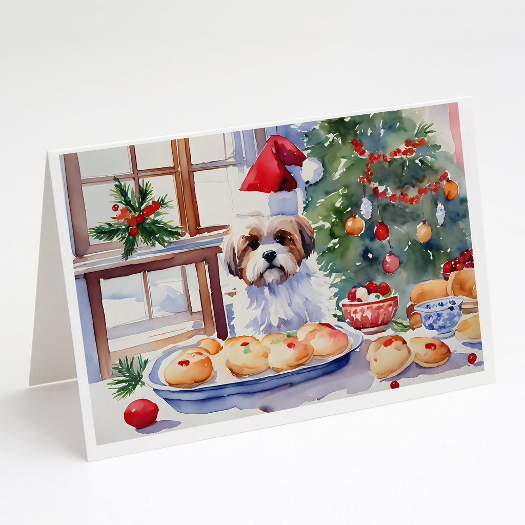 Lhasa Apso Christmas Cookies Greeting Cards Pack of 8 Blank Cards with Envelopes Whimsical A7 Size 5x7