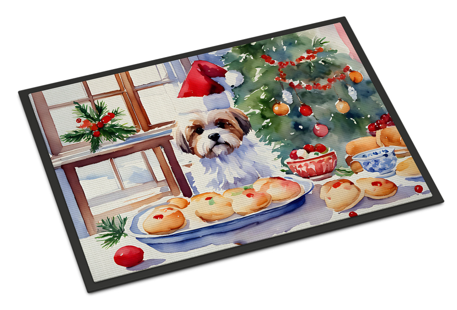 Lhasa Apso Christmas Cookies Doormat Indoor Outdoor 24H X 36W Front Door Mat Rugs for Entryway, Non Slip Washable Low Pile,