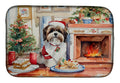 Lhasa Apso Christmas Cookies Dish Drying Mat Absorbent Dish Drying Mat Pad for Kitchen Counter Dish Drainer Mat for Countertop, 14 x 21", Multicolor