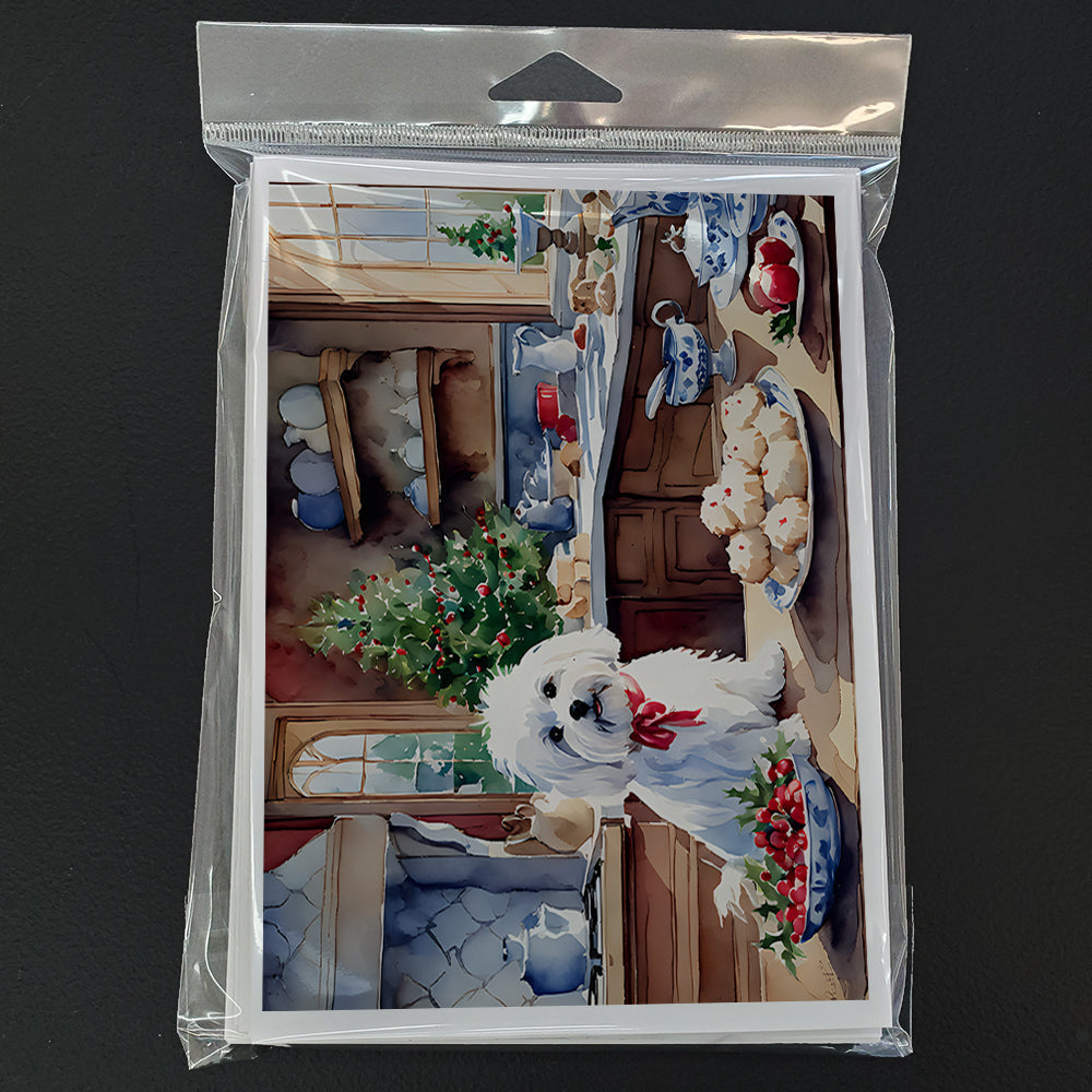 Maltese Christmas Cookies Greeting Cards Pack of 8 Blank Cards with Envelopes Whimsical A7 Size 5x7