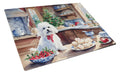 Maltese Christmas Cookies Cutting Board Tempered Glass Kitchen Cutting Surface, Heat Resistant Chopping, Non-Slip Feet, Food Prep & Serving