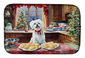 Maltese Christmas Cookies Dish Drying Mat Absorbent Dish Drying Mat Pad for Kitchen Counter Dish Drainer Mat for Countertop, 14 x 21", Multicolor