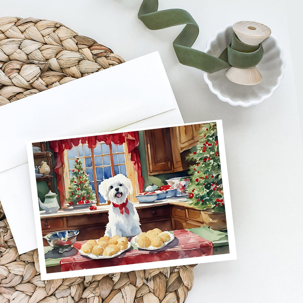 Maltese Christmas Cookies Greeting Cards Pack of 8 Blank Cards with Envelopes Whimsical A7 Size 5x7