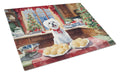 Maltese Christmas Cookies Cutting Board Tempered Glass Kitchen Cutting Surface, Heat Resistant Chopping, Non-Slip Feet, Food Prep & Serving