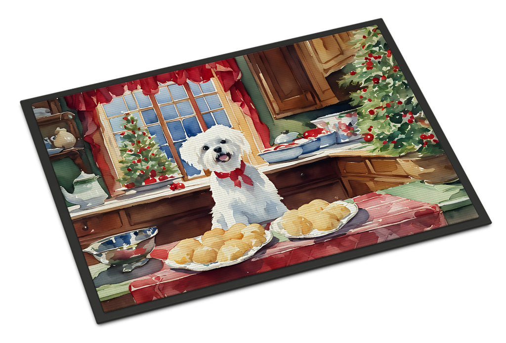 Maltese Christmas Cookies Doormat Indoor Outdoor 18H X 27W Front Door Mat Rugs for Entryway, Non Slip Washable