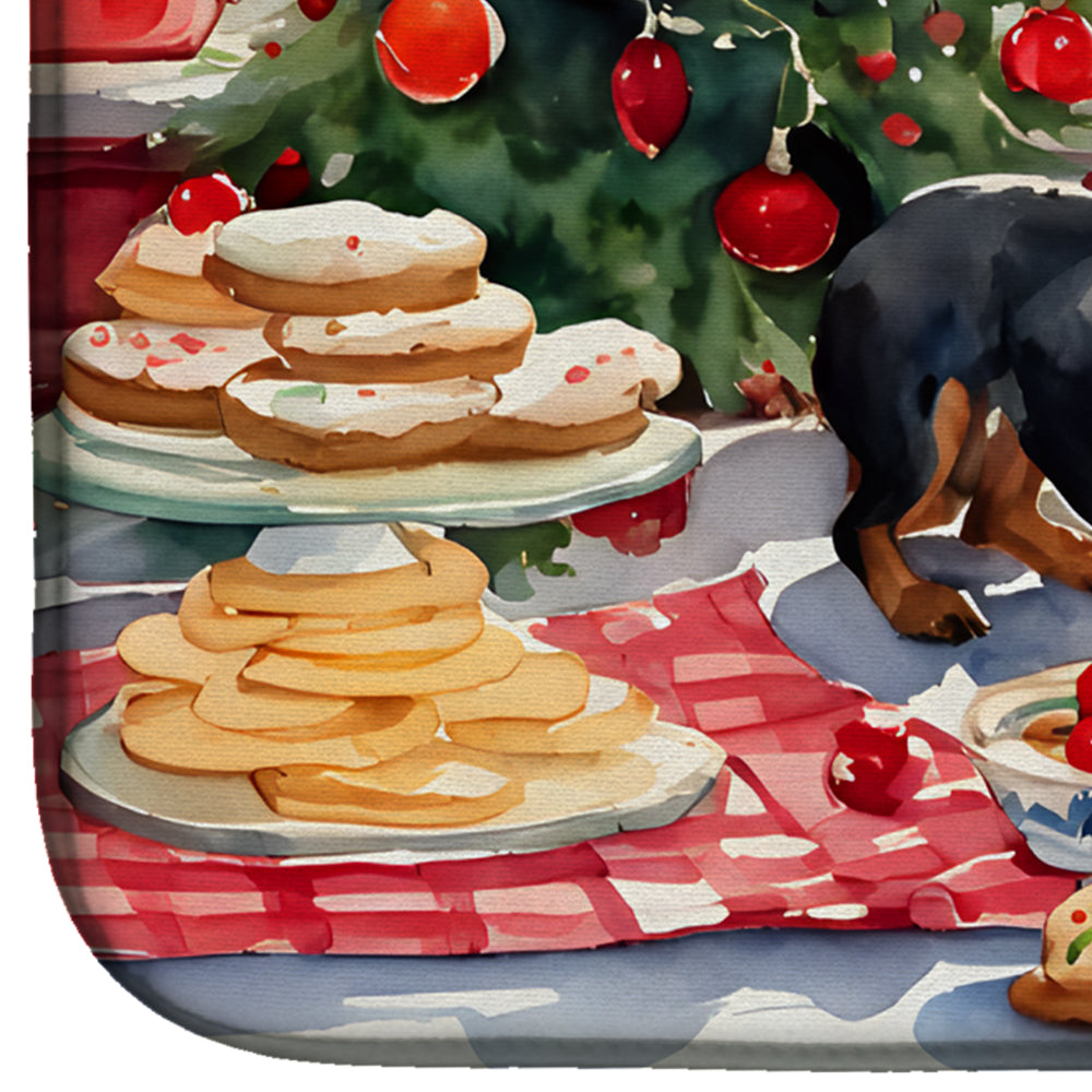 Miniature Pinscher Christmas Cookies Dish Drying Mat Absorbent Dish Drying Mat Pad for Kitchen Counter Dish Drainer Mat for Countertop, 14 x 21", Multicolor