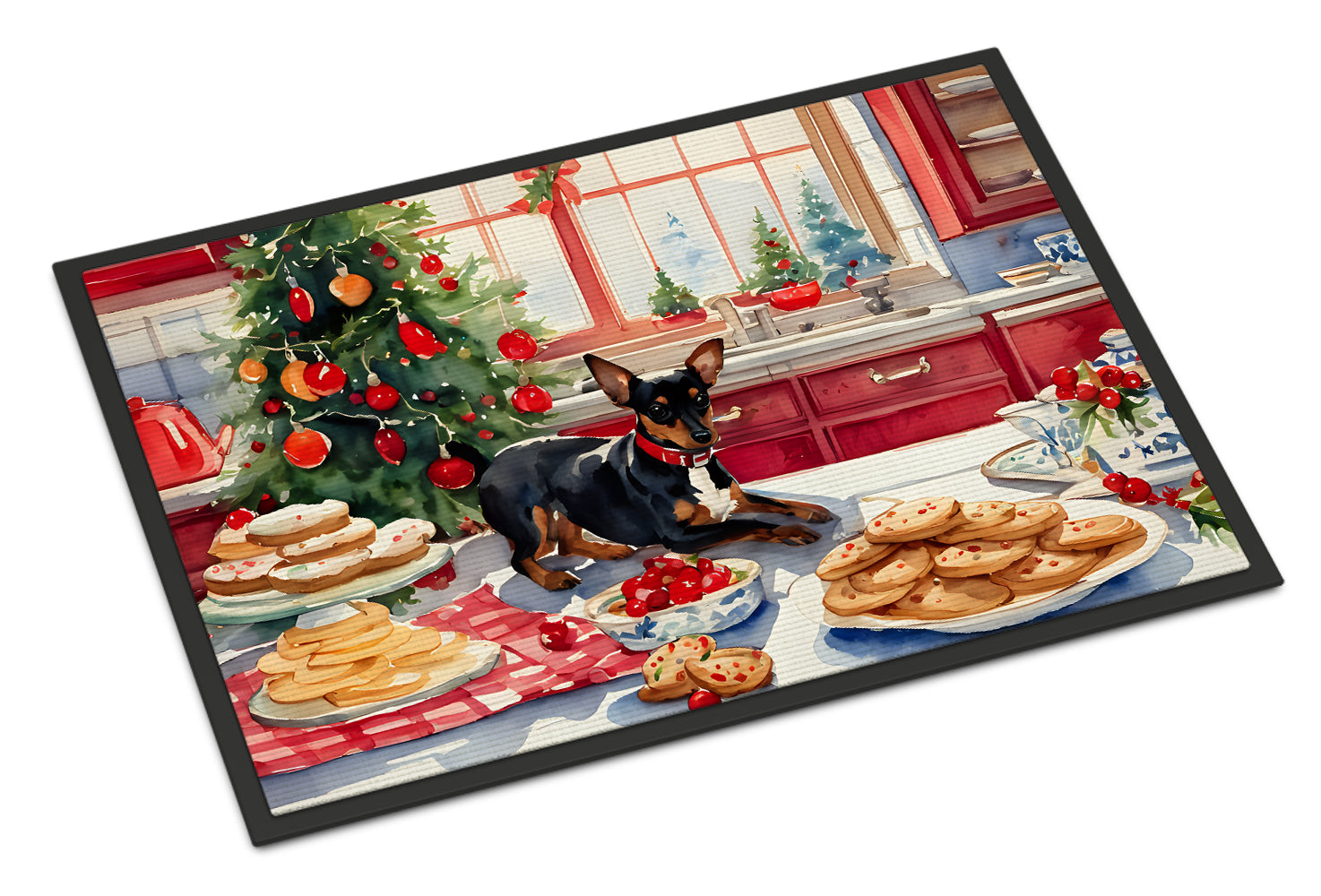Miniature Pinscher Christmas Cookies Doormat Indoor Outdoor 24H X 36W Front Door Mat Rugs for Entryway, Non Slip Washable Low Pile,