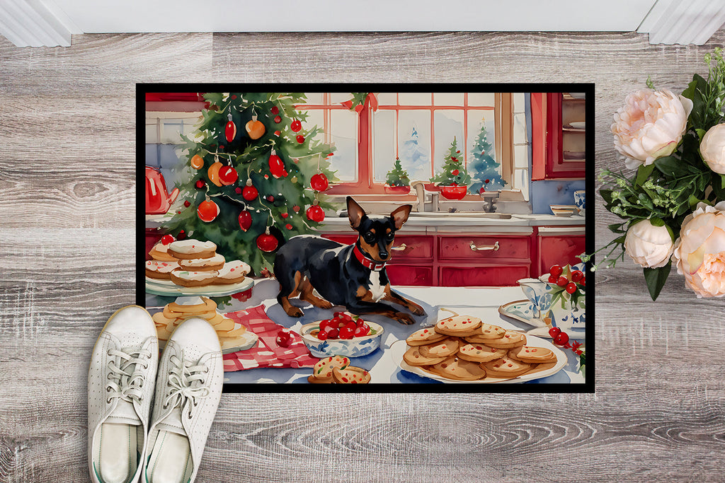Miniature Pinscher Christmas Cookies Doormat Indoor Outdoor 18H X 27W Front Door Mat Rugs for Entryway, Non Slip Washable