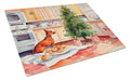 Miniature Pinscher Christmas Cookies Cutting Board Tempered Glass Kitchen Cutting Surface, Heat Resistant Chopping, Non-Slip Feet, Food Prep & Serving