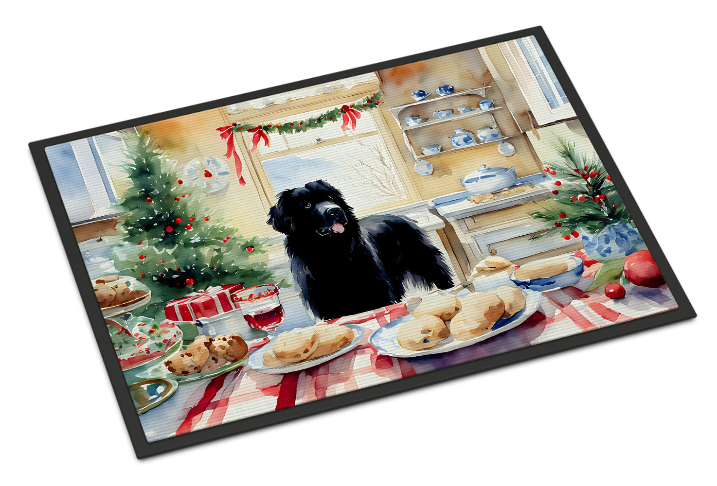 Newfoundland Christmas Cookies Doormat Indoor Outdoor 24H X 36W Front Door Mat Rugs for Entryway, Non Slip Washable Low Pile,