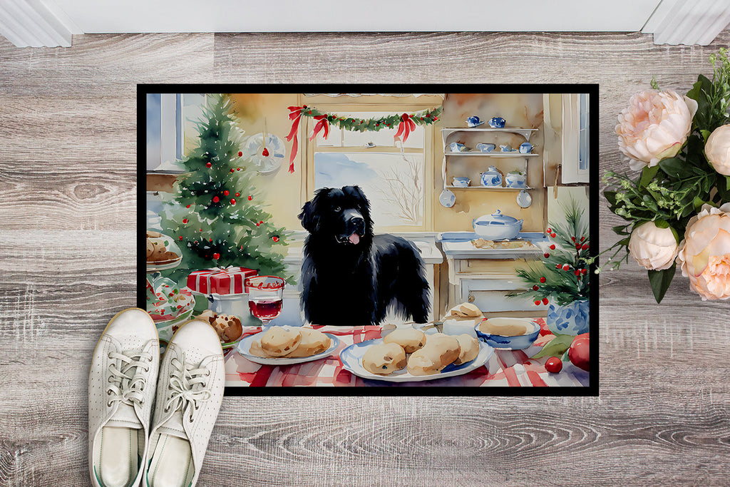 Newfoundland Christmas Cookies Doormat Indoor Outdoor 24H X 36W Front Door Mat Rugs for Entryway, Non Slip Washable Low Pile,