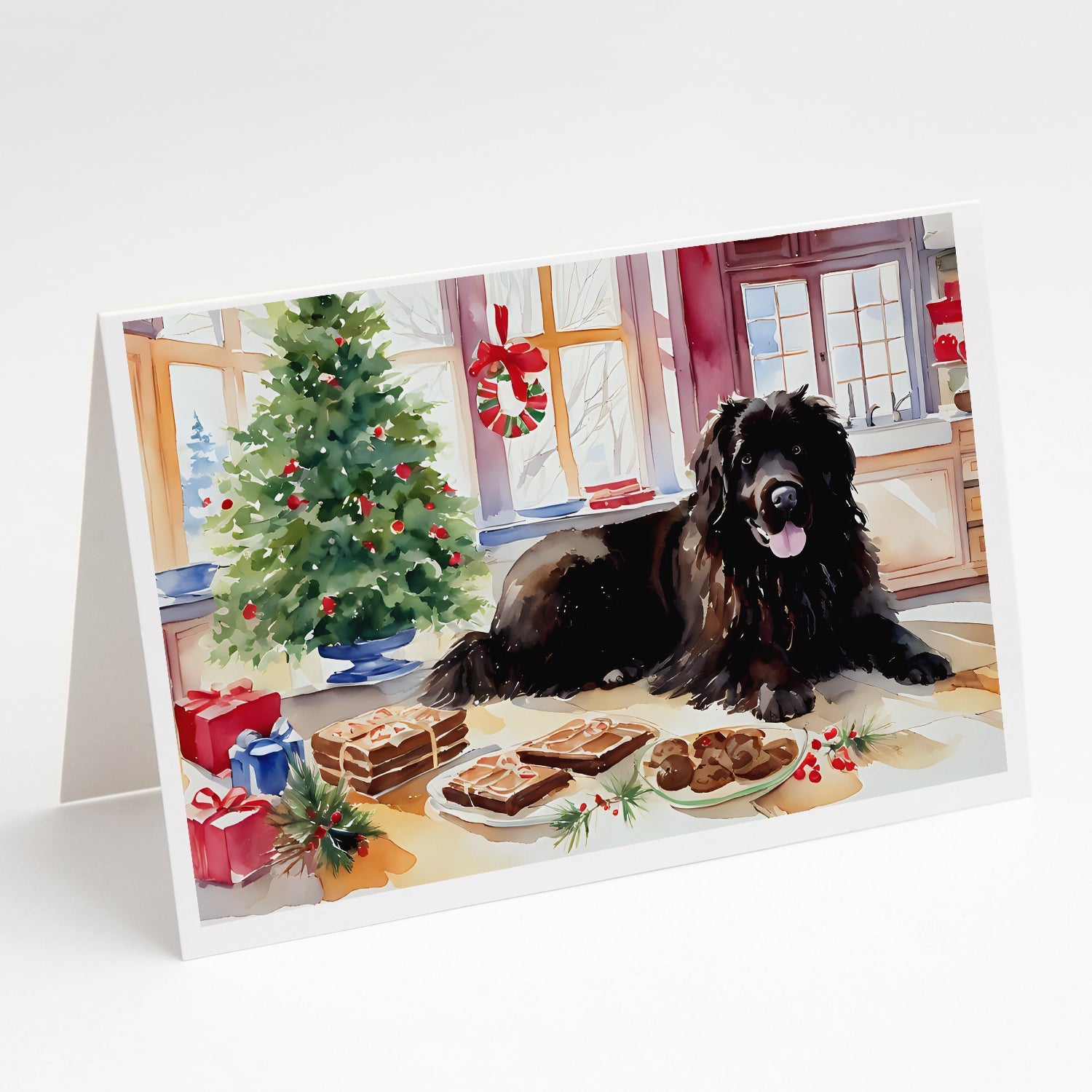 Newfoundland Christmas Cookies Greeting Cards Pack of 8 Blank Cards with Envelopes Whimsical A7 Size 5x7