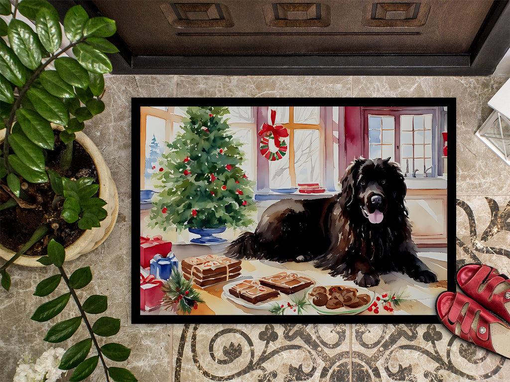 Newfoundland Christmas Cookies Doormat Indoor Outdoor 24H X 36W Front Door Mat Rugs for Entryway, Non Slip Washable Low Pile,