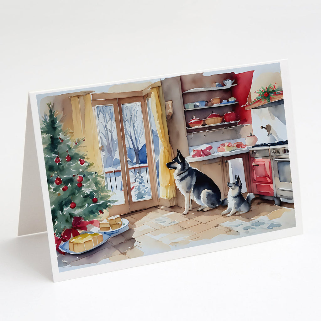 Norwegian Elkhound Christmas Cookies Greeting Cards Pack of 8 Blank Cards with Envelopes Whimsical A7 Size 5x7