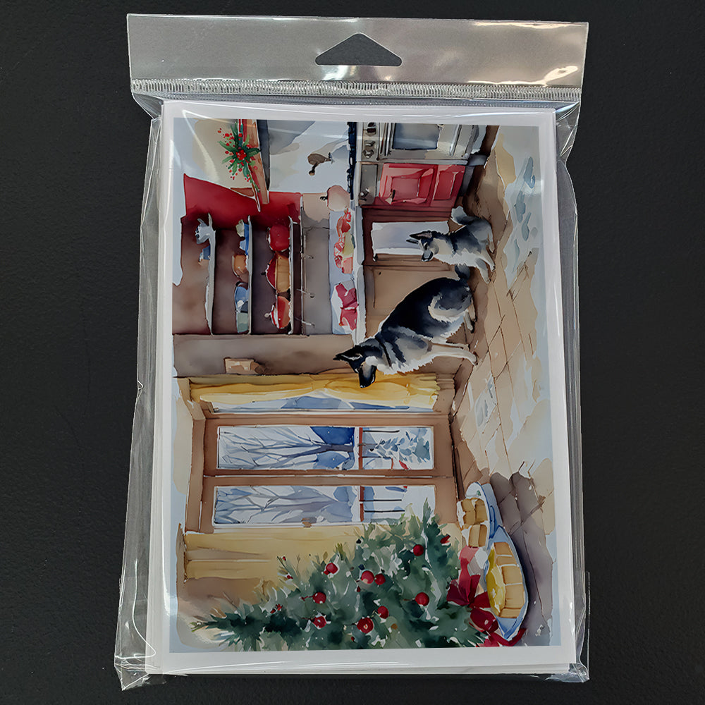 Norwegian Elkhound Christmas Cookies Greeting Cards Pack of 8 Blank Cards with Envelopes Whimsical A7 Size 5x7