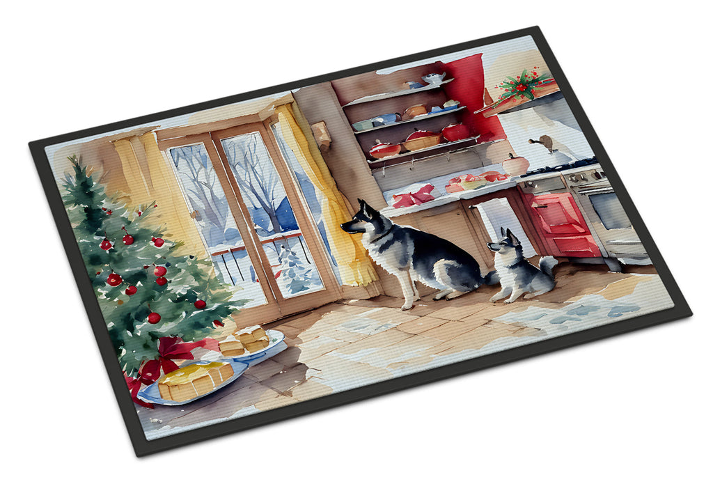 Norwegian Elkhound Christmas Cookies Doormat Indoor Outdoor 24H X 36W Front Door Mat Rugs for Entryway, Non Slip Washable Low Pile,