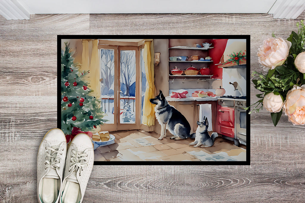 Norwegian Elkhound Christmas Cookies Doormat Indoor Outdoor 24H X 36W Front Door Mat Rugs for Entryway, Non Slip Washable Low Pile,