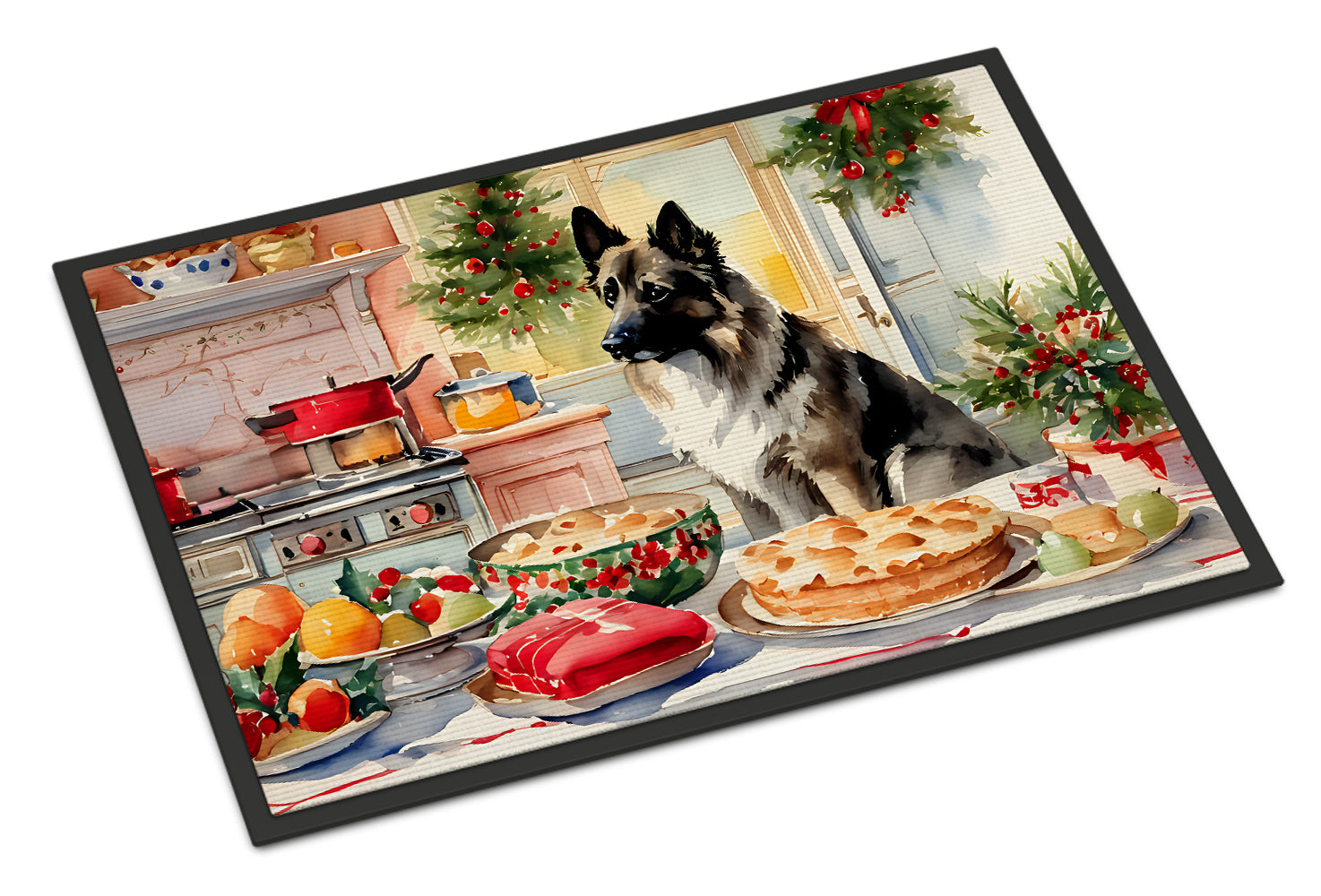 Norwegian Elkhound Christmas Cookies Doormat Indoor Outdoor 24H X 36W Front Door Mat Rugs for Entryway, Non Slip Washable Low Pile,