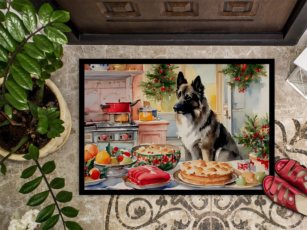 Norwegian Elkhound Christmas Cookies Doormat Indoor Outdoor 24H X 36W Front Door Mat Rugs for Entryway, Non Slip Washable Low Pile,