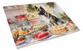 Norwegian Elkhound Christmas Cookies Cutting Board Tempered Glass Kitchen Cutting Surface, Heat Resistant Chopping, Non-Slip Feet, Food Prep & Serving