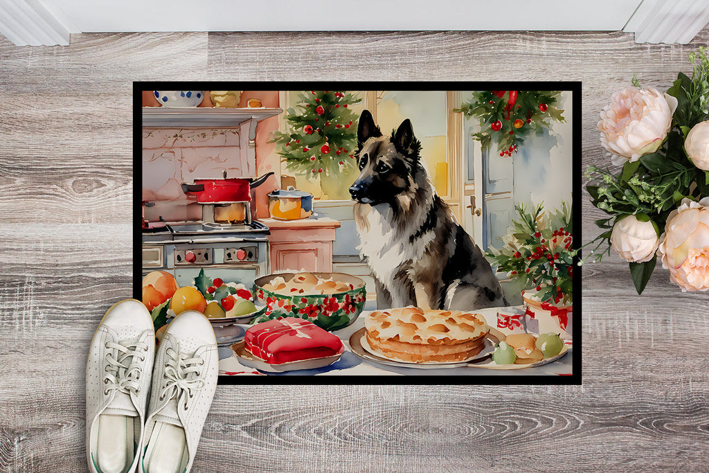 Norwegian Elkhound Christmas Cookies Doormat Indoor Outdoor 18H X 27W Front Door Mat Rugs for Entryway, Non Slip Washable