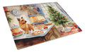 Norwich Terrier Christmas Cookies Cutting Board Tempered Glass Kitchen Cutting Surface, Heat Resistant Chopping, Non-Slip Feet, Food Prep & Serving