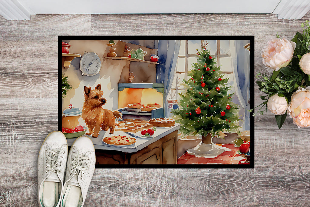 Norwich Terrier Christmas Cookies Doormat Indoor Outdoor 18H X 27W Front Door Mat Rugs for Entryway, Non Slip Washable