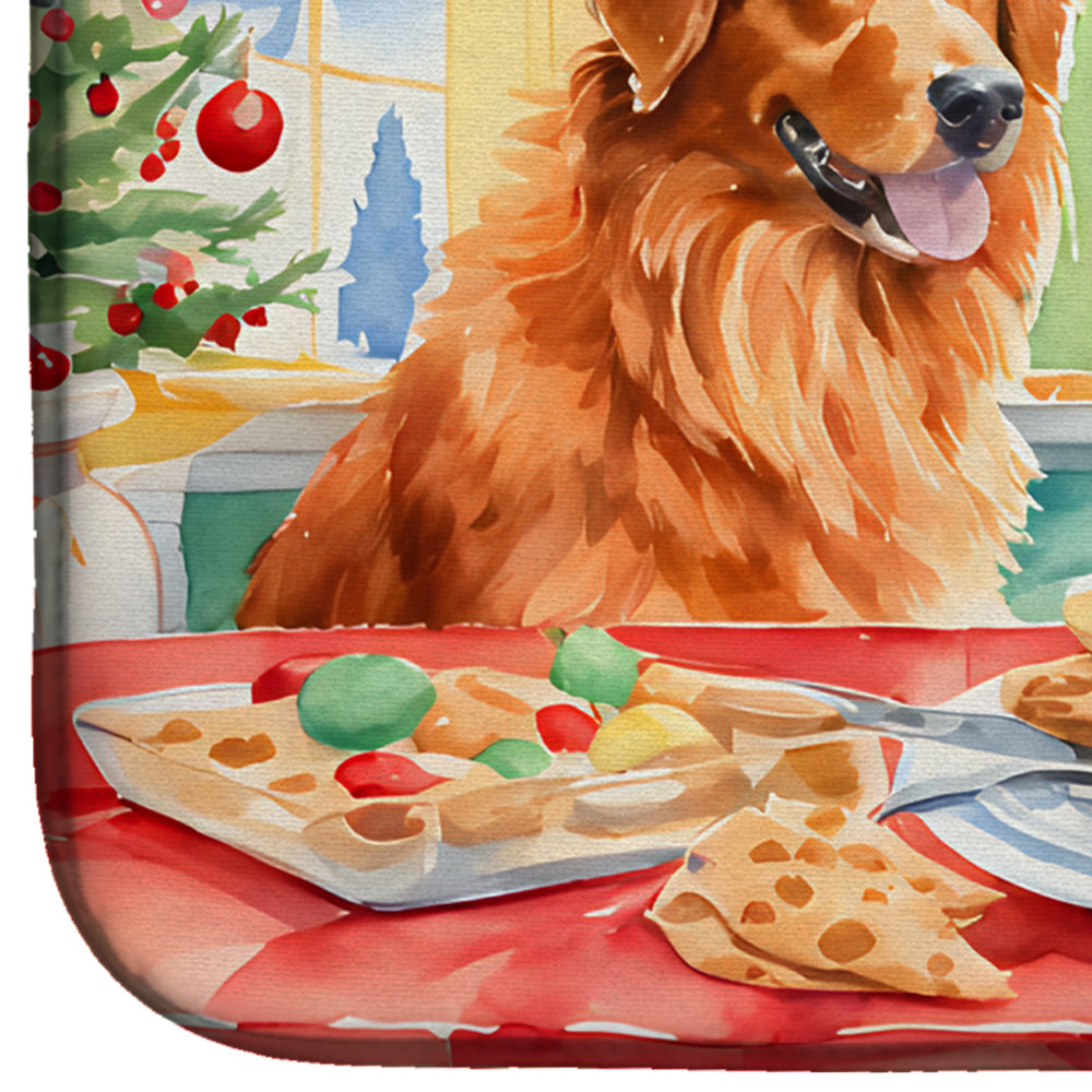 Nova Scotia Duck Toller Christmas Cookies Dish Drying Mat Absorbent Dish Drying Mat Pad for Kitchen Counter Dish Drainer Mat for Countertop, 14 x 21", Multicolor