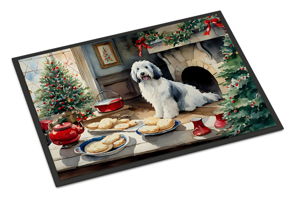 Old English Sheepdog Christmas Cookies Doormat Indoor Outdoor 24H X 36W Front Door Mat Rugs for Entryway, Non Slip Washable Low Pile,