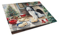 Old English Sheepdog Christmas Cookies Cutting Board Tempered Glass Kitchen Cutting Surface, Heat Resistant Chopping, Non-Slip Feet, Food Prep & Serving