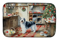 Old English Sheepdog Christmas Cookies Dish Drying Mat Absorbent Dish Drying Mat Pad for Kitchen Counter Dish Drainer Mat for Countertop, 14 x 21", Multicolor