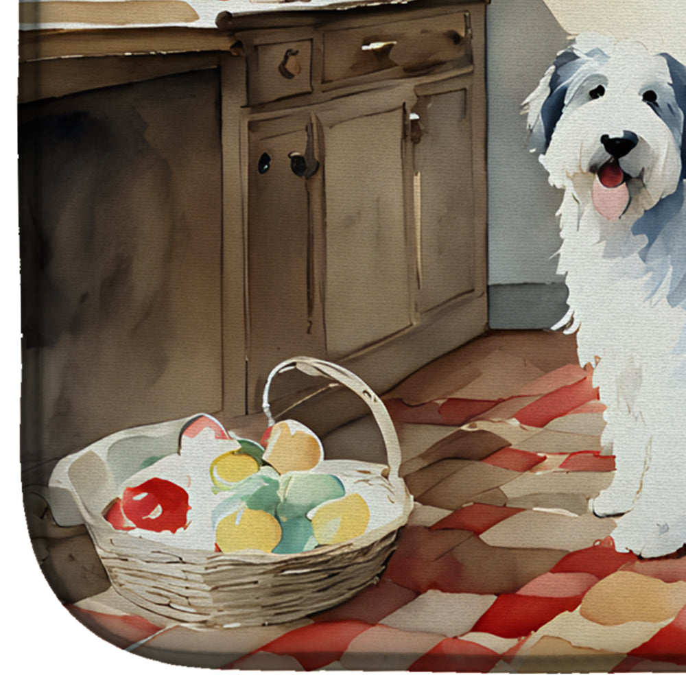Old English Sheepdog Christmas Cookies Dish Drying Mat Absorbent Dish Drying Mat Pad for Kitchen Counter Dish Drainer Mat for Countertop, 14 x 21", Multicolor