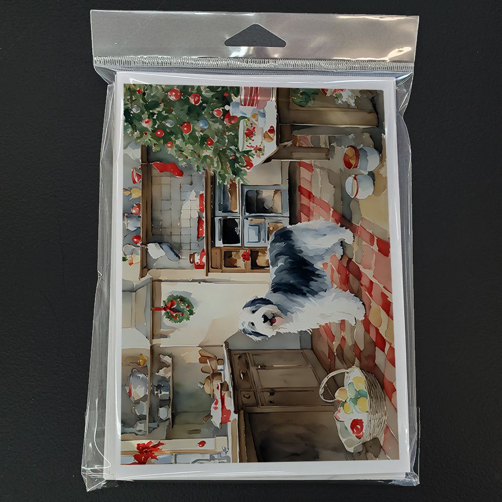 Old English Sheepdog Christmas Cookies Greeting Cards Pack of 8 Blank Cards with Envelopes Whimsical A7 Size 5x7