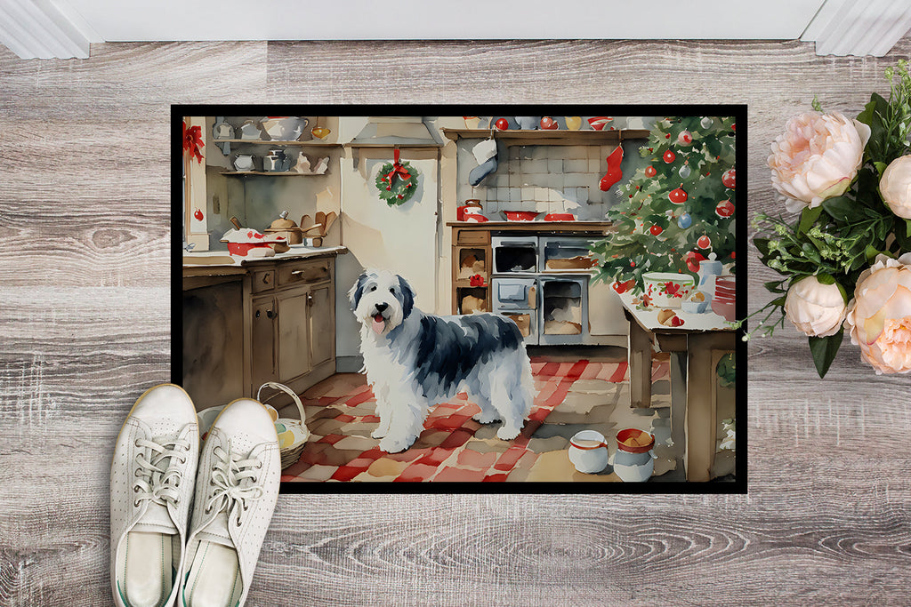 Old English Sheepdog Christmas Cookies Doormat Indoor Outdoor 24H X 36W Front Door Mat Rugs for Entryway, Non Slip Washable Low Pile,