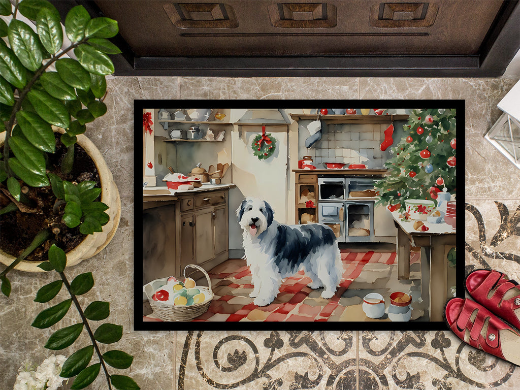 Old English Sheepdog Christmas Cookies Doormat Indoor Outdoor 24H X 36W Front Door Mat Rugs for Entryway, Non Slip Washable Low Pile,