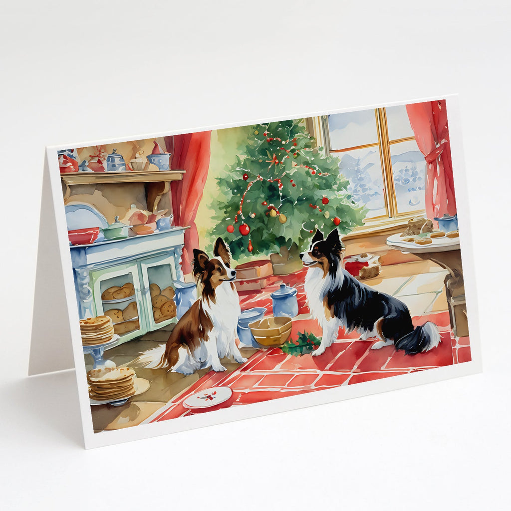 Papillon Christmas Cookies Greeting Cards Pack of 8 Blank Cards with Envelopes Whimsical A7 Size 5x7
