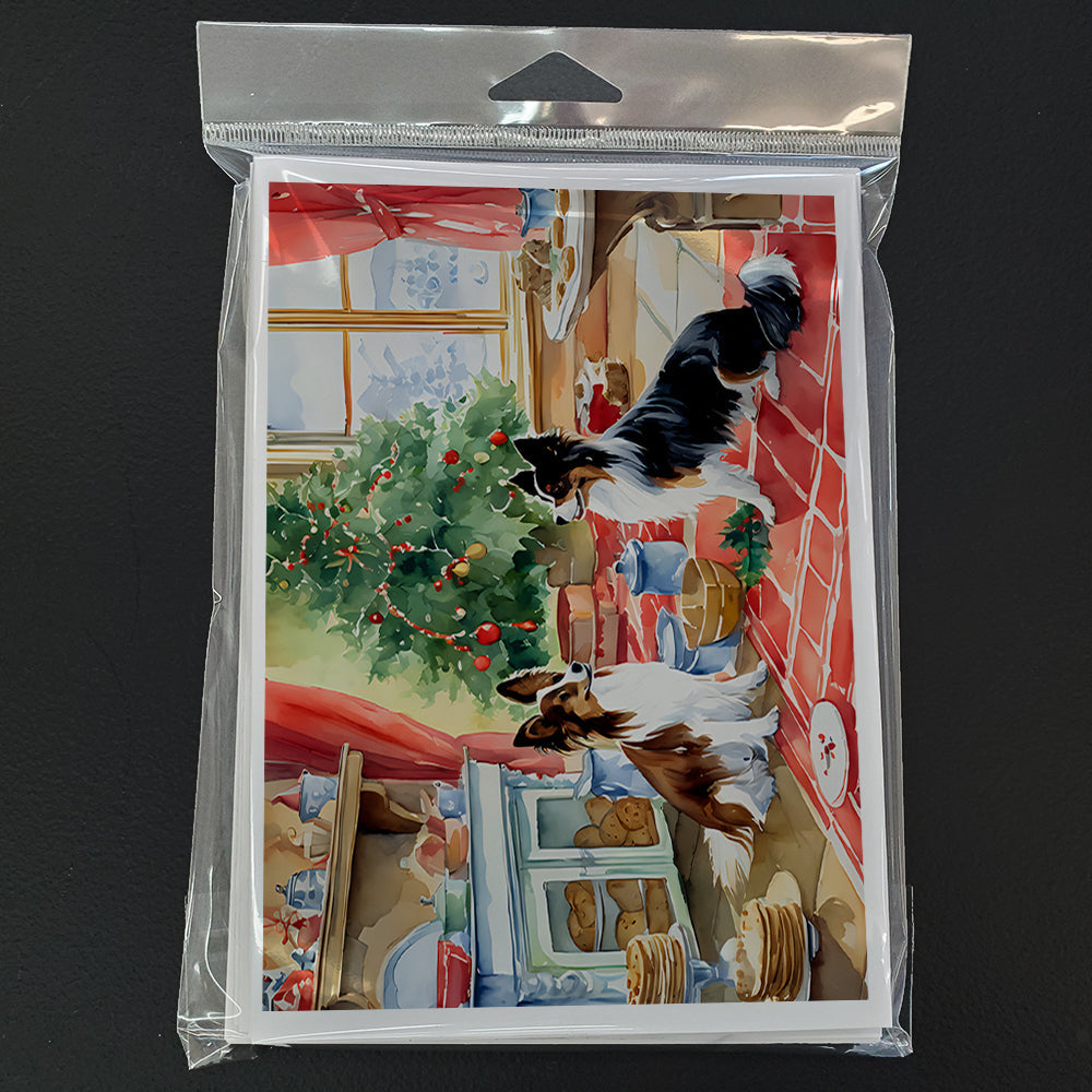 Papillon Christmas Cookies Greeting Cards Pack of 8 Blank Cards with Envelopes Whimsical A7 Size 5x7