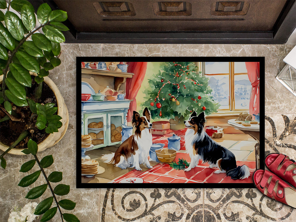 Papillon Christmas Cookies Doormat Indoor Outdoor 24H X 36W Front Door Mat Rugs for Entryway, Non Slip Washable Low Pile,
