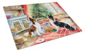 Papillon Christmas Cookies Cutting Board Tempered Glass Kitchen Cutting Surface, Heat Resistant Chopping, Non-Slip Feet, Food Prep & Serving