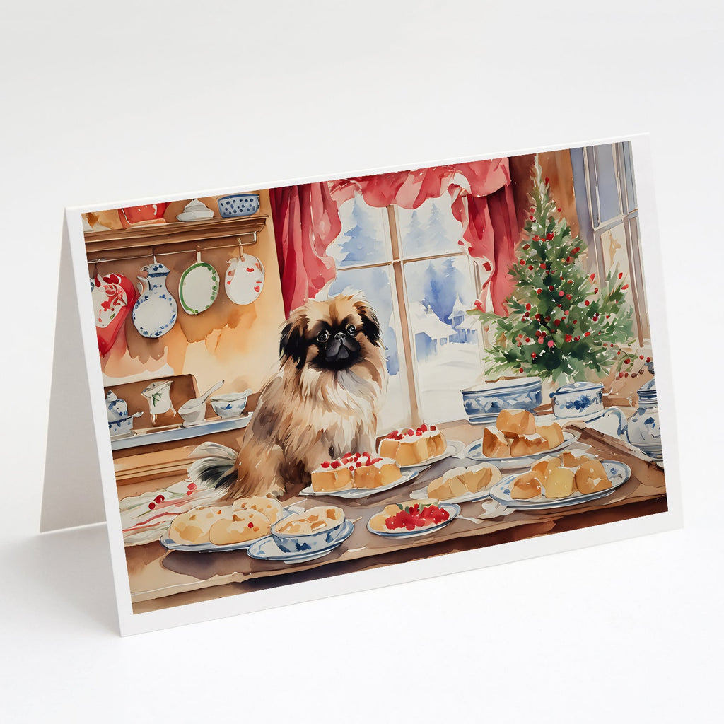 Pekingese Christmas Cookies Greeting Cards Pack of 8 Blank Cards with Envelopes Whimsical A7 Size 5x7